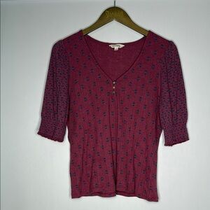 Lucky Brand Smocked Fitted Blouse